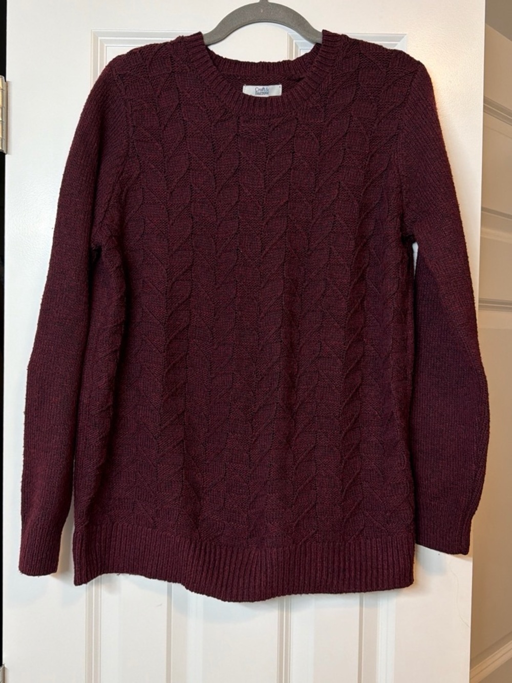 Croft & Barrow Marled Cable Crewneck Sweater - Burgundy